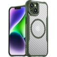 thumbnail image 1 of Case for iPhone 13,Full-Body Rugged Carbon Fibre Protective Clear Back Hybrid Magnetic with Wireless Charge Shockproof Protector Phone Case for iPhone 13,6.1 inch 2021 (Green), 1 of 17