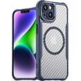 thumbnail image 1 of Case for iPhone 13,Full-Body Rugged Carbon Fibre Protective Clear Back Hybrid Magnetic with Wireless Charge Shockproof Protector Phone Case for iPhone 13,6.1 inch 2021 (Blue), 1 of 18