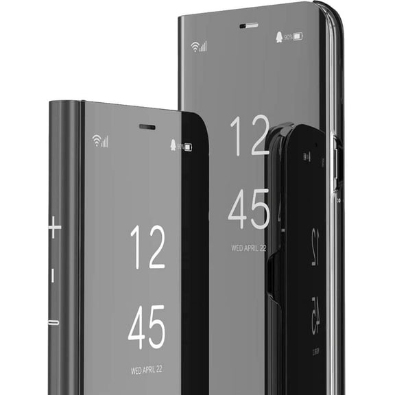 Case for iPhone 13 Mini Case Slim Mirror Design Clear View Bookstyle Flip Case Shockproof Full Protective with Kickstand Phone Case Cover for iPhone 13 Mini PU Mirror:Black
