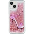 thumbnail image 1 of Case for iPhone 13 Mini, iPhone 13 Mini Case Cute Pink Glitter Luxury Sparkle Liquid for Girls Women Quicksand Clear Soft TPU Protective Phone Case for iPhone 13 Mini Pink High Heel, 1 of 10