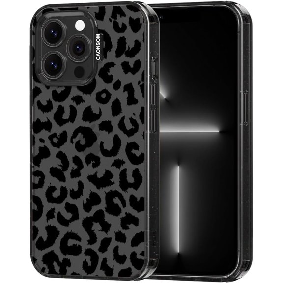 Case for iPhone 13 Pro, [10ft 4X Military-Grade Drop Protection] Durable & Shockproof Phone Case Cover Design for iPhone 13 Pro - Black Leopard Print - Clear Black