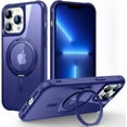 thumbnail image 1 of Case for iPhone 13 Pro with 360°Rotatable Magnetic Ring Stand Compatible with MagSafe Lightweight and Translucent Matte Back Shockproof Protective Case Men Women Blue, 1 of 14