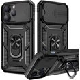 thumbnail image 1 of Case for iPhone 13 Pro Case with Slide Camera Cover & Kickstand, Heavy Duty Military Grade Protection Phone Case, Built-in 360° Rotate Ring Stand, Shockproof Full Body Rugged Case (Black), 1 of 13