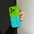 thumbnail image 1 of Case for iPhone 13 Pro, Luxury Gradient Color Silicone Cute Wavy Frame Wristband Kickstand Skin Friendly Ultra Slim Phone Case Cover for Men Women Boys Girls for iPhone 13 Pro, Green+Blue, 1 of 12