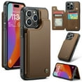 thumbnail image 1 of Case for iPhone 13 Pro, Luxury PU Leather Case with Magnetic Clasp Card Slots Kickstand Function Practical Soft TPU Case Back Wallet Flip Phone Cover for iPhone 13 Pro - Brown, 1 of 9