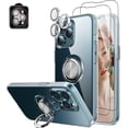thumbnail image 1 of Case for iPhone 13 Pro Max with 2 Tempered Glass Screen Protector, 1 Silver Camera Lens Protector,Clear Body Soft TPU Shockproof Case with Ring Kickstand for iPhone 13 Pro Max 6.7 inch, Clear Set, 1 of 9
