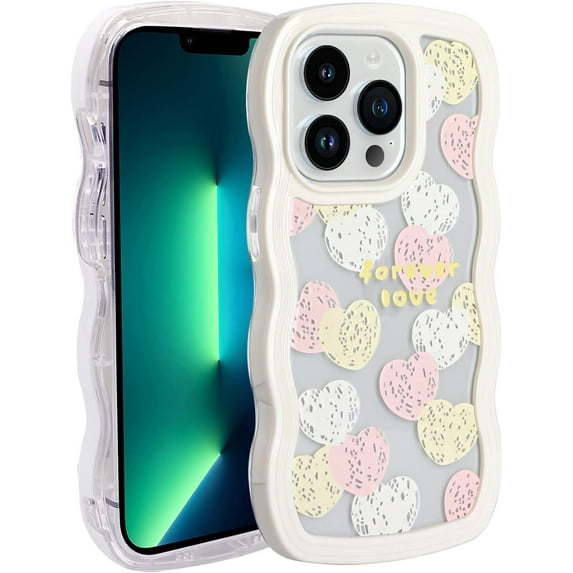 Case for iPhone 13 Pro Max 2021 (6.7 Inch), TPU Kawaii Case Protection Cover for Women Girls, Cute Anti-Scratch Phone Case for iPhone 13 Pro Max, Multicolor - Heart