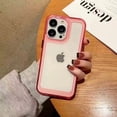 thumbnail image 1 of Case for iPhone 13 Pro Max 6.7 Inch, Clear Soft Silicone Bumper Protective Retro Color Transparent Shockproof Slim Phone Case Cover for iPhone 13 Pro Max 6.7 Inch - Pink, 1 of 5