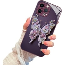 Case for iPhone 13 Pro Max 6.7 Inch, Cute Butterfly Plating Glitter with Camera Protection Shockproof Sparkly Slim Cover for iPhone 13 Pro Max Women-Purple