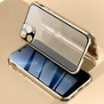 thumbnail image 1 of Case for iPhone 13 Pro Max 6.7 inch, Anti Peep Privacy Magnetic Case with Lens Protective Cover and Lock Magnetic Magnetic Absorption Metal Bumper Frame Thin Protective Anti-Spy Phone Case, Gold, 1 of 9