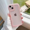thumbnail image 1 of Case for iPhone 13 Pro Max 6.7 inch, Curly Waves Frame Shape Solid Color Phone Case Clear Soft Shockproof Crystal Non-Yellowing TPU Anti-Scratch Phone Cover Transparent Bumper Cover - Pink, 1 of 13