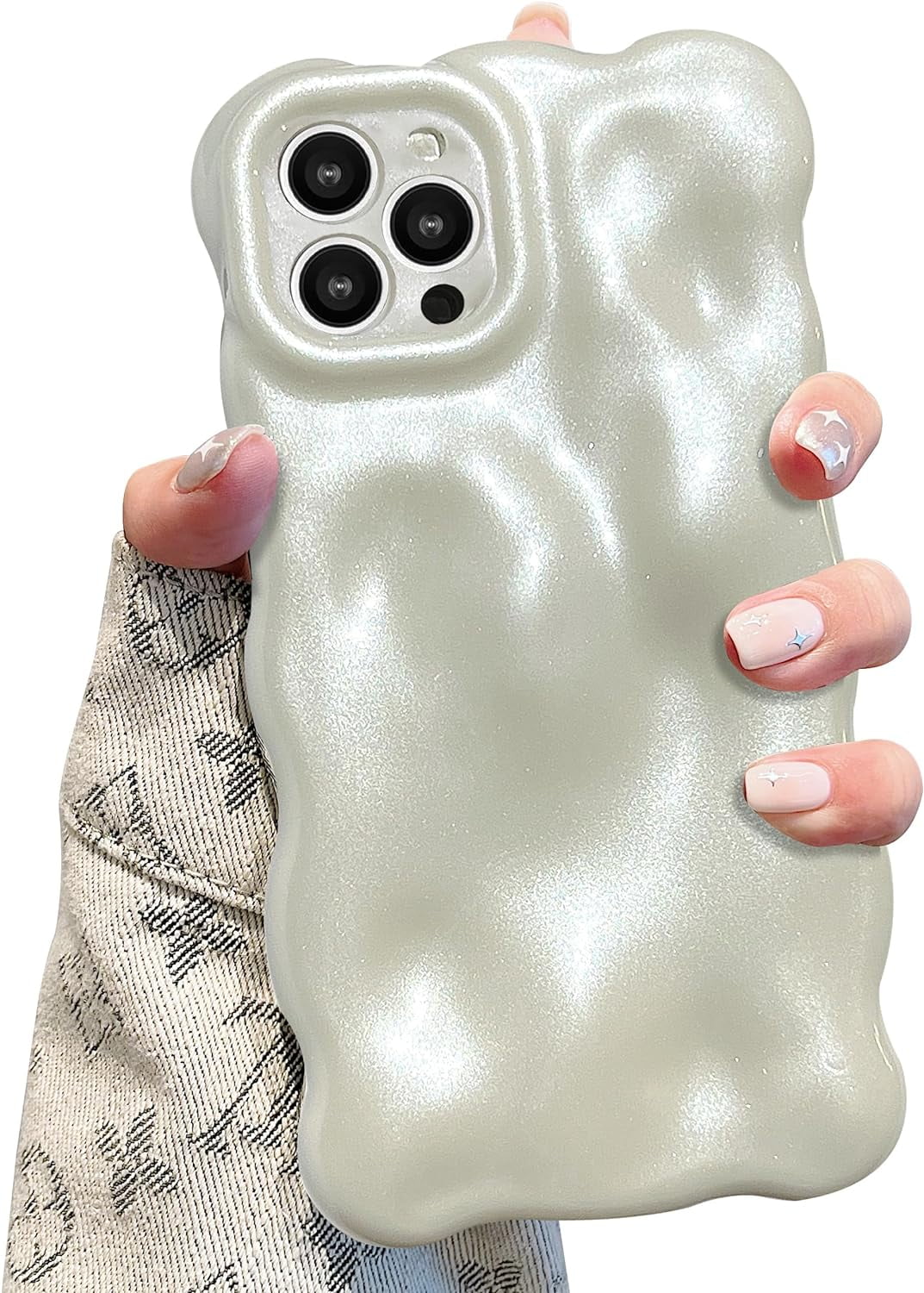 Case for iPhone 13 Pro Max 6.7 inch, Cute Solid Color Curly Wave Shape