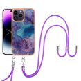 thumbnail image 1 of Case for iPhone 13 Pro Max, Adjustable Detachable Crossbody Strap Neck Strap Silicone Bumper Marble Painted TPU Ultra Thin Shockproof Protective Phone Case Cover for iPhone 13 Pro Max, Purple, 1 of 7