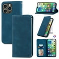 thumbnail image 1 of Case for iPhone 13 Pro Max, Classic Business Premium PU Leather Cover TPU Bumper with Card Holder Kickstand Magnetic Adsorption Flip Wallet Case Cover for iPhone 13 Pro Max 6.7",Blue, 1 of 6