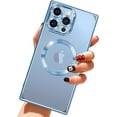 thumbnail image 1 of Case for iPhone 13 Pro Max [Compatible with MagSafe] Soft TPU Bumper Anti-Drop Anti-Scratch Shockproof 360 Degree Heavy Duty Protective Slim Luxury Plating Clear Magnetic Cover - Blue, 1 of 14