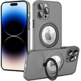 thumbnail image 1 of Case for iPhone 13 Pro Max,[Compatible with Magsafe] with Camera Lens Protector and kiskstnad Lightweight and Translucent Matte Back Soft Edge Shockproof Protective Case Girls Women Black, 1 of 10