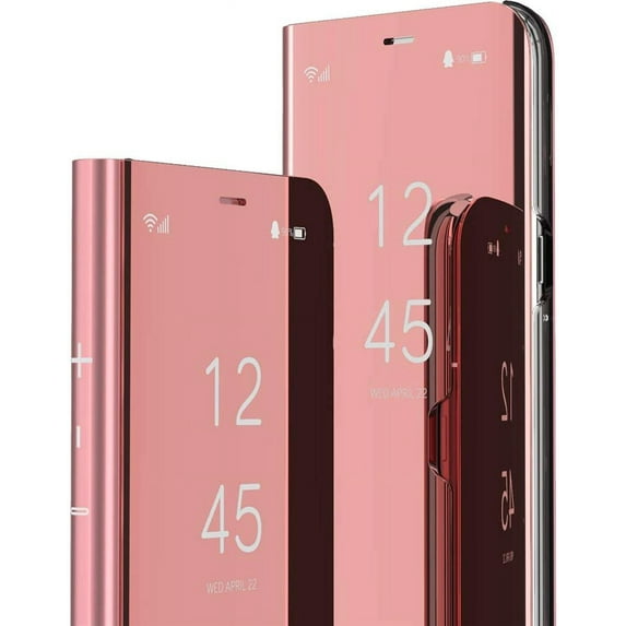 Case for iPhone 13 Pro Max Case Cover Stylish Mirror Plating Flip Full Body Protective Reflection Ultra Thin Hard Anti-Scratch Shockproof Frame for iPhone 13 Pro Max PU Mirror:Rose Gold