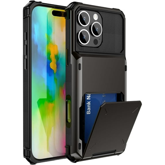 Case for iPhone 13 Pro Max,Flip Cover Hidden Card Slot Wallet Case,Card Holder Dual-Layer Design Heavy Duty Protection TPU+PC Shockproof Phone Case for iPhone 13 Pro Max,6.7 inch(Black)
