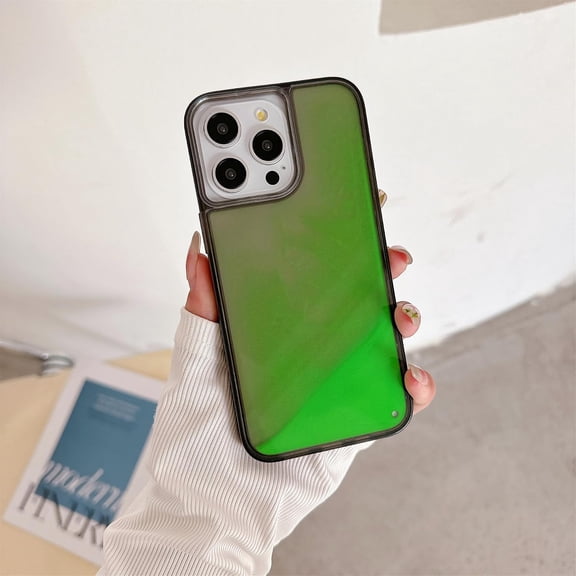 Case for iPhone 13 Pro Max,Fluorescent Quicksand Liquid Glow Sand Luxury Glow Noctiluncent Liquid Luminous Sand TPU+PC Protective Phone Case for iPhone 13 Pro Max,6.7 inch 2021 (Green)