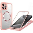 thumbnail image 1 of Case for iPhone 13 Pro Max,Full-Body Rugged Stylish Protective Clear Colorful Back Hybrid 3-in-1 with Built-in Screen Wireless Charging Protector Phone Case for iPhone 13 Pro Max,6.7 inch 2021 (Pink), 1 of 11