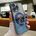 thumbnail image 1 of Case for iPhone 13 Pro Max Glitter Cover Lens Camera Protection Hidden Kickstand Ring Holder Silicone With Mirror Plain Lightweight Phone Case for iPhone 13 Pro Max, Blue, 1 of 9