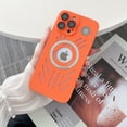 thumbnail image 1 of Case for iPhone 13 Pro Max, Magnetic Compatible with MagSafe Wireless Charging, Glass Lens Camera Protector, Logo View Hollow Rugged PC Shockproof Case for iPhone 13 Pro Max Women Men,Orange, 1 of 8