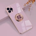 thumbnail image 1 of Case for iPhone 13 Pro Max Ring Holder Case with Diamond Shiny Plating Rose Gold Edge Built-in 360 Rotation Magnetic Kickstand for Women Girls Slim Soft TPU Protective Cover 6.7 Inch, Purple, 1 of 9