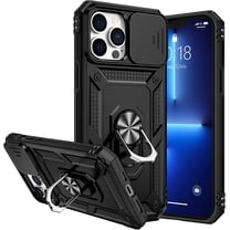 Case for iPhone 13 Pro Max Stand Case with Slide Camera Cover & Kickstand Military Grade Shockproof Heavy Duty Protective with Magnetic Car Mount Holder for iPhone 13 Pro Max 6.7 Black