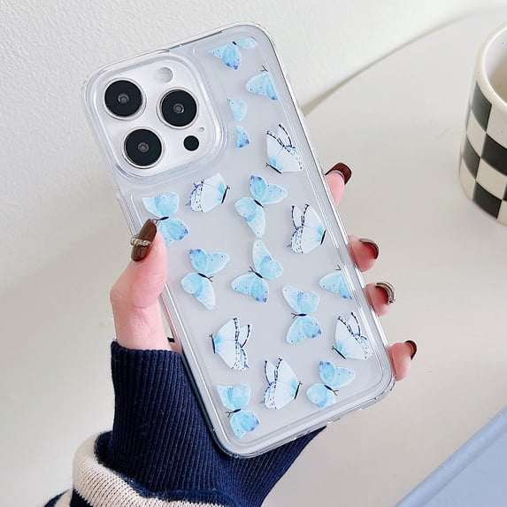 Case for iPhone 13 Pro Max, Stylish Butterfly Pattern Clear Case for Women Girls iPhone 13 Pro Max, Scratch Resistant Shockproof Non-Yellowing Slim Phone Cover, Butterfly-D