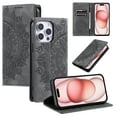 thumbnail image 1 of Case for iPhone 13 Pro Max Wallet Case for Women Girls with Card Holder, Embossed Flower Pattern Magnetic Flip PU Leather Purse Protective Phone Cover for iPhone 13 Pro Max, Grey, 1 of 11