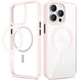 thumbnail image 1 of Case for iPhone 13 Pro Max/iPhone 12 Pro Max Magnetic Case, Clear Hard PC Back Cover + Soft TPU Frame Slim Resist Scratches Protective Bumper Magnet Case for iPhone 13 Pro Max 6.7” - Rose Pink, 1 of 9