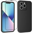 thumbnail image 1 of Case for iPhone 13 Pro Max, iPhone 13 Pro Max Phone Case with HD Clear Tempered Glass Screen Protector, Soft Slim Silicone Case Compatible with iPhone 13 Pro Max 6.7 inches, Black, 1 of 10