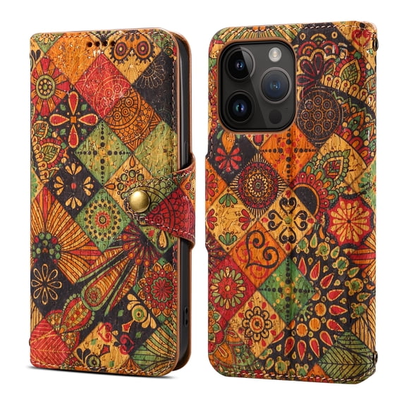 Case for iPhone 13 Pro, Premium PU Leather Wallet Case with Card Slots Lanyard Shoulder Strap Kickstand Retro Rustic Style Flower Pattern Purse Shockproof Cover for iPhone 13 Pro, Yellow