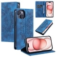 thumbnail image 1 of Case for iPhone 13 Wallet Case for Women Girls with Credit Card Holder, Embossed Flower Pattern Magnetic Flip PU Leather Purse Shockproof Protective Phone Cover for iPhone 13, Blue, 1 of 10