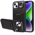 thumbnail image 1 of Case for iPhone 13 Wallet with Credit Card Holder & Finger Ring Kickstand, Premium PU Leather Slim Cover Shockproof Scratch Resistant Full Protection Phone Case for iPhone 13, Black, 1 of 10