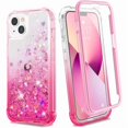 thumbnail image 1 of Case for iPhone 13 & iPhone 14, Full Body Glitter Liquid Case with Built-in Screen Protector Soft TPU Protective Girls Women Phone Case for iPhone 13 & iPhone 14 6.1”, Gradient Pink, 1 of 1