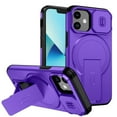 thumbnail image 1 of Case for iPhone 13 mini / 12 mini 5.4" with Invisible Fold Holder Stand, Magnetic Wireless Charging,Sliding camera casing,Shockproof Dropproof Tough Rugged Protective Case Cover,Purple, 1 of 10