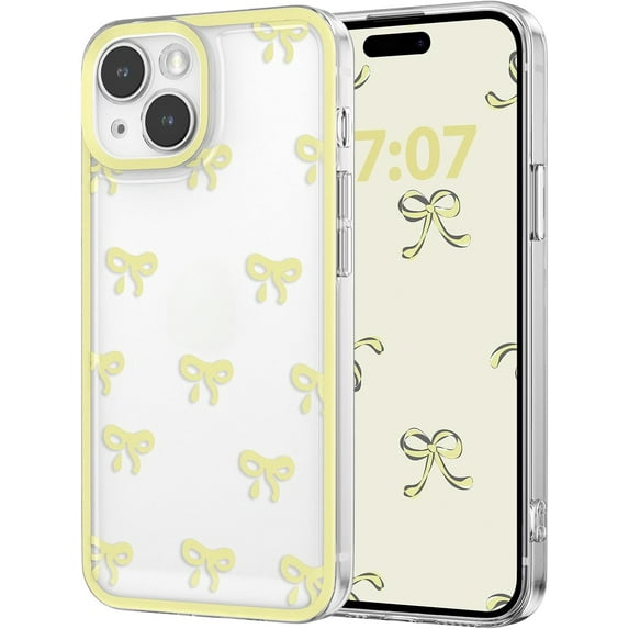 Case for iPhone 13/pro/pro max, Clear Cute Ribbon Bowknot Pattern Aesthetic Transparent Phone Case Raised Camera Protection Stylish Slim Soft Durable TPU Protective Cover for Women Girls