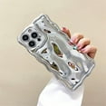 thumbnail image 1 of Case for iPhone 14,3D Electroplate Meteorite Bubble Glitter Curly Wave Frame Lovely Girly Woman Wave Shape Shockproof Soft Protection Phone Case for iPhone 14,6.1 inch 2022 (Silver), 1 of 9