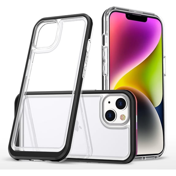 Case for iPhone 14 5G,Slim Thin Soft TPU Bumper & Hard PC Transparent Back Shockproof Scratch Resistant Protective Phone Case for iPhone 14 5G 2022 6.1 inch (Black)