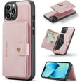 thumbnail image 1 of Case for iPhone 14 6.1 inch 2022, Detachable Magnetic Wallet Credit Card Cash Slot Case Cover Support Wireless Charging Functional Kickstand Compatible with iPhone 14 2022 (Pink), 1 of 15