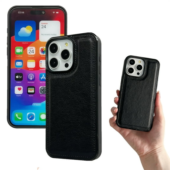 Case for iPhone 14, Anti-Scratch Business Luxury Plain PU Leather Shockproof Phone Case, Slim Lightweight Four Corners Anti-Drop Protective Back Cover for iPhone 14, Black