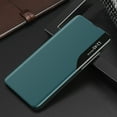 thumbnail image 1 of Case for iPhone 14 with Bracket Kickstand Magnetic Closure Mirror Window Folio Case, Luxury PU Leather Rugged PC bumper Shockproof Anti-Drop Flip Phone Cover for iPhone 14,Cyan, 1 of 7