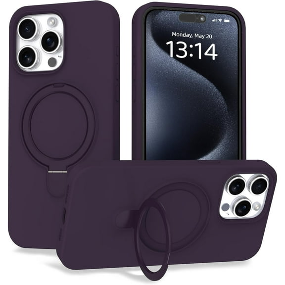 Case for iPhone 14 Case with Magnetic Invisible Stand - MagSafe Compatible, Military Drop Tested, Shockproof Silicone Cover for Women and Men (6.1", 2022) - iPhone 14, Purple