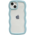 thumbnail image 1 of Case for iPhone 14 Cute Curly Wave Frame Shape Soft TPU Silicone Phone Case for Women Girls, Anti-Scratch Shockproof Protective Case for iPhone 14, Blue, 1 of 11