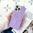 thumbnail image 1 of Case for iPhone 14 Glitter Sparkle Bling Shell Pattern Cover, Magnetic Case Compatible with MagSafe Wireless Charging, Slim Lightweight TPU Bumper Shockproof Case for iPhone 14, Purple, 1 of 11