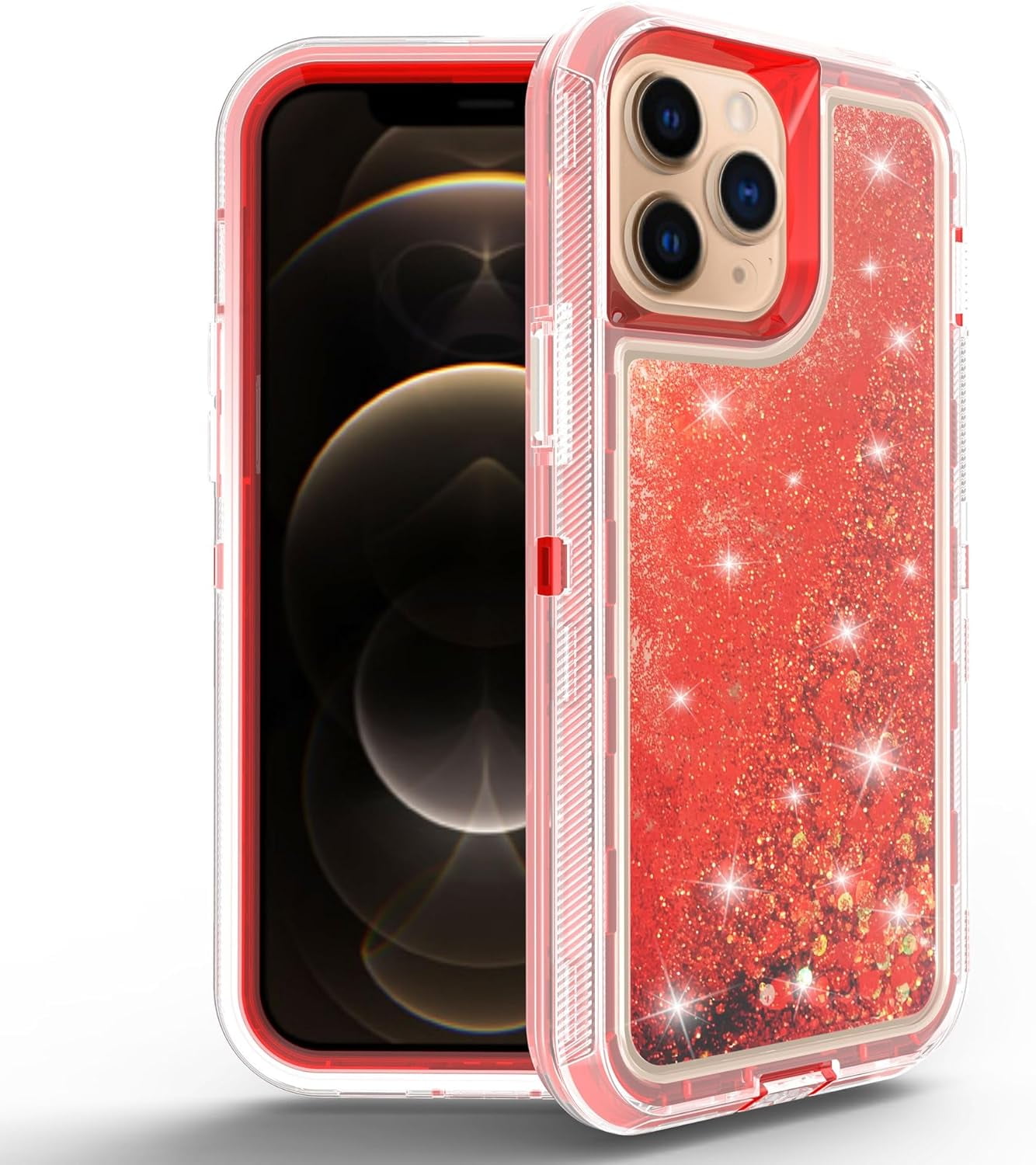 Case for iPhone 14,Military Grade 3 in 1 Hybrid Glitter Liquid ...