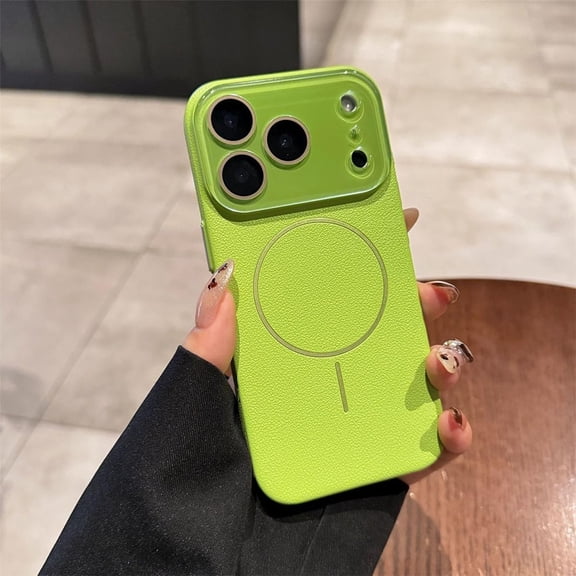 Case for iPhone 14,PC Leather Military Grade Drop Built-in Lens Protector Full-Body Protective Shockproof with Wireless Charging Phone Case for iPhone 14,6.1" 2022 (Green)