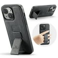 thumbnail image 1 of Case for iPhone 14, PU Leather, Magnetic Hand Grip Bracket, Classic Ultra Slim Lightweight Drop Protective Business Men Women Phone Case Cover Compatible with iPhone 14, Black, 1 of 6
