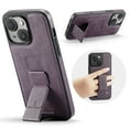thumbnail image 1 of Case for iPhone 14, PU Leather, Magnetic Hand Grip Bracket, Classic Ultra Slim Lightweight Drop Protective Business Men Women Phone Case Cover Compatible with iPhone 14, Purple, 1 of 6